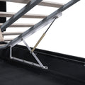 Full Size Upholstered Bed With Hydraulic Storage System And Drawer, Black Black Pu Leather