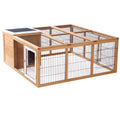 Pawhut Rabbit Hutch Bunny Cage With Openable Main House, Indoor Outdoor Waterproof Rabbit House, Guinea Pig Cage For Small Animals With Three Ventilation Doors, Natural Natural Wood