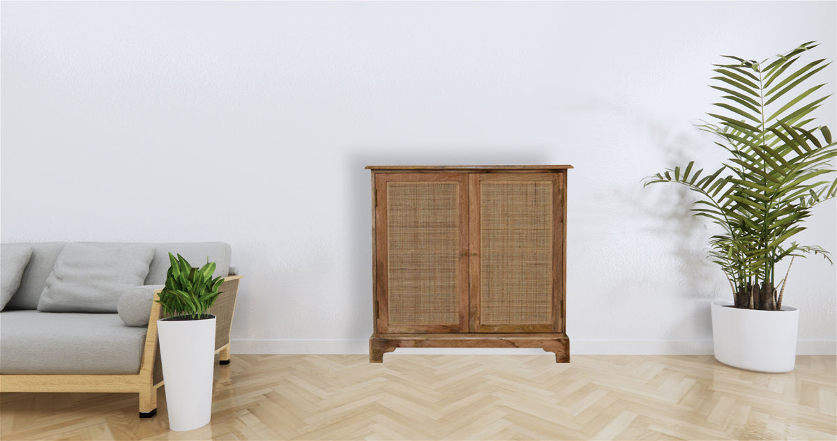 Close Knit Lounge Cabinet Oak Wood Rattan