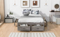 Full Size Platform Bed With 6 Storage Drawers,Antique Gray Antique Gray Mdf Lvl