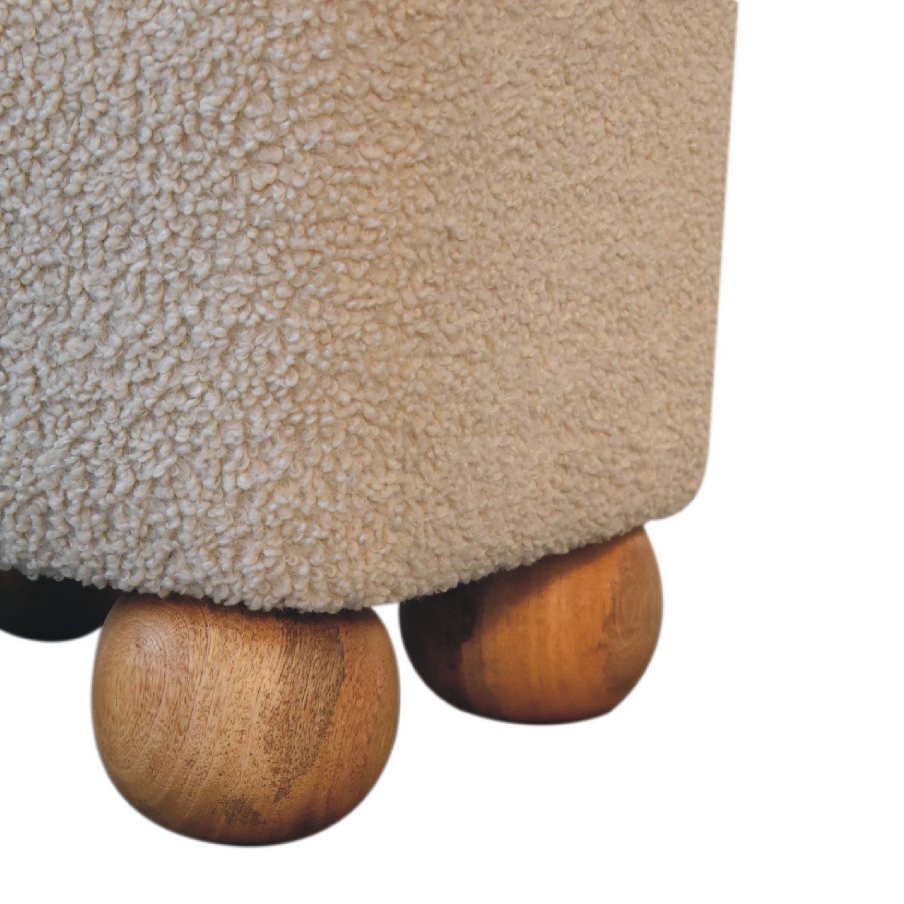 Serenity Footstool With Ball Feet Cream Foam Wood Fabric