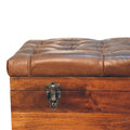 Buffalo Hide Chestnut Storage Trunk Chestnut Leather Solid Wood