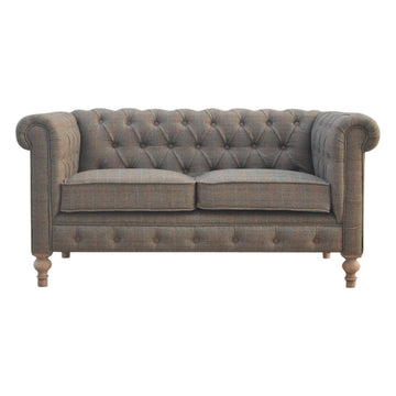 Multi Tweed 2 Seat Chesterfield Grey Foam Wood Fabric 2 Seat