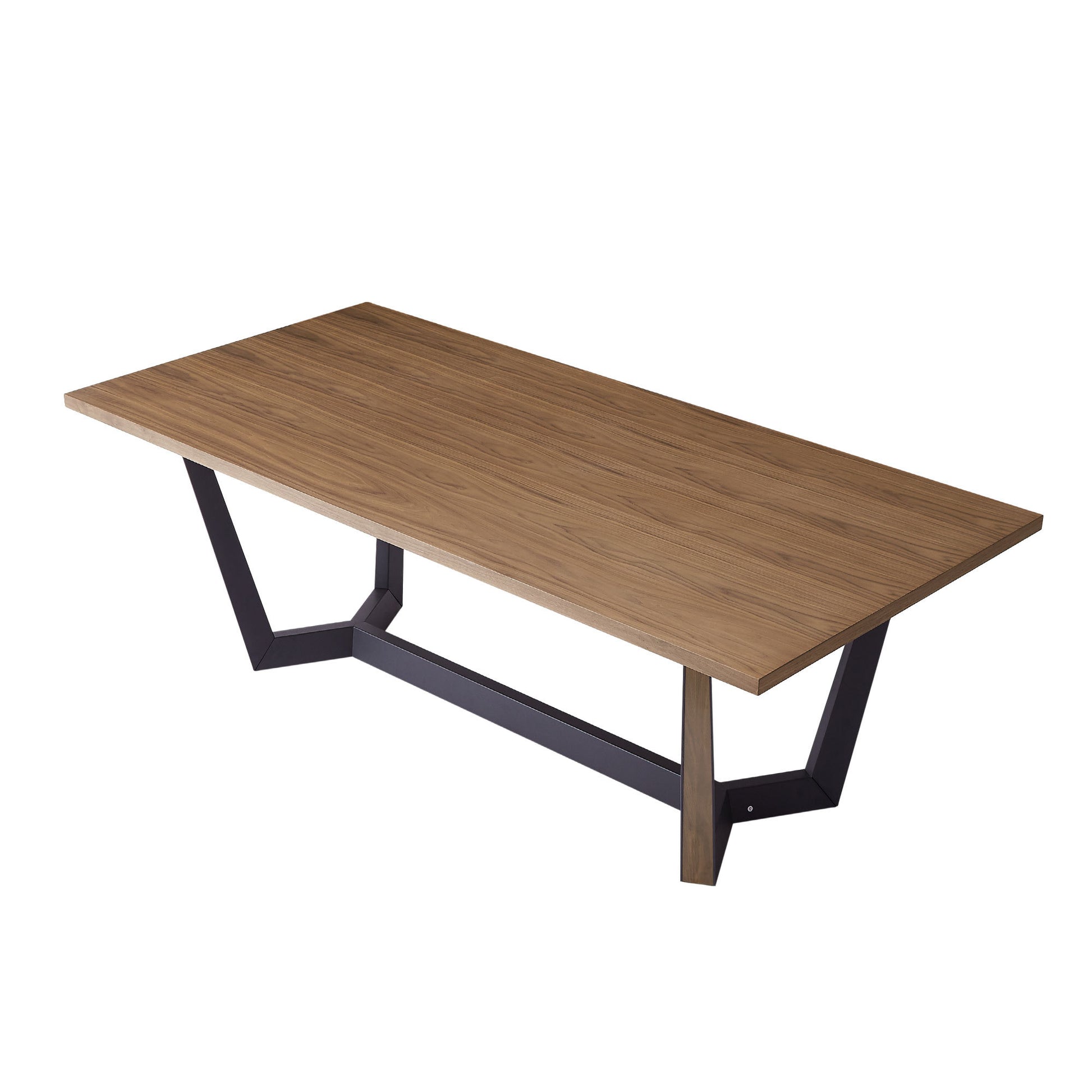 86.61" Dining Table Mid Century Modern Rectangle Mdf Kitchen Table For Dining Room Balcony Cafe Bar Conference.Walnut. Walnut Foam Mdf Steel