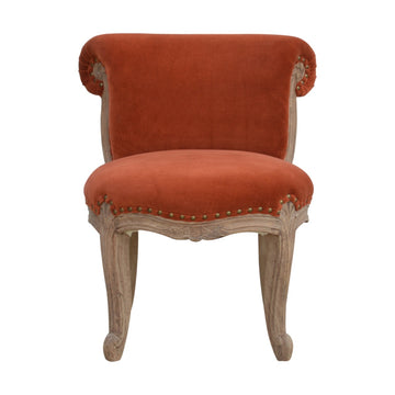 Brick Red Velvet Studded Chair Brick Red Foam Wood Fabric