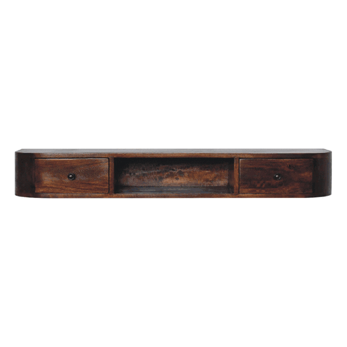 Lunar 2 Drawer Floating Console Chestnut Solid Wood