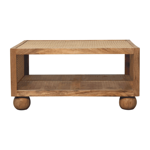 Larissa Large Coffee Table Oak Wood Rattan