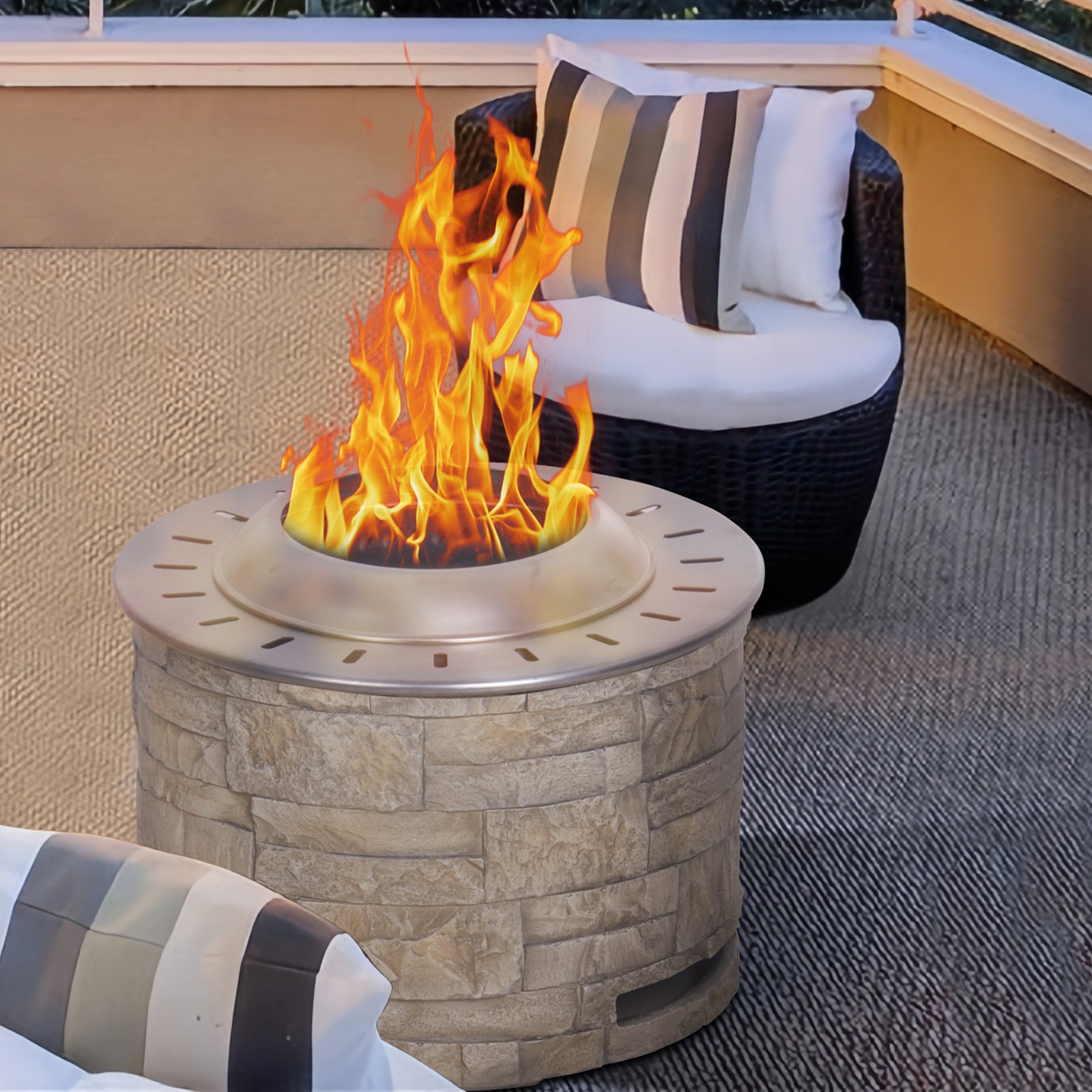 Stackstone Look Smokeless Firepit With Wood Pellet Twig Wood As The Fuel Yellow Garden & Outdoor American Design Magnesium Oxide