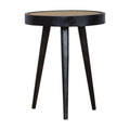 Carbon Black Rattan End Table Black Wood Rattan