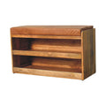 Buffalo Hide Pull Out Oak Ish Shoe Storage Bench Oak Leather Solid Wood