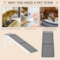 Pawhut Dog Ramp For Bed, Pet Ramp For Dogs With Non Slip Carpet And Top Platform, 60