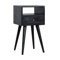 Mini Ash Black Bedside Black Solid Wood