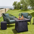 40,000 Btu Steel Propane Gas Fire Pit Table With Steel Lid, Weather Cover Black Garden & Outdoor American Design Steel