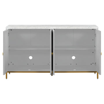 Modern Sideboard With Extra Large Storage Space With Metal Handles And Support Legs For Living Room And Dining Room Light Grey Light Gray Mdf