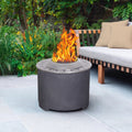 20.5 Inch X 15 Inch Dark Grey Faux Concrete Texture Smokeless Firepit With Wood Pellet Twig Wood As The Fuel Dark Gray European Magnesium Oxide