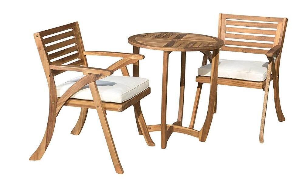 Hermosa Kd Wood Dining Set With Cushions Yes Teak Water Resistant Cushion Acacia Wood