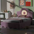 Twin Size Upholstered Platform Bed With Led Headboard, Pink Box Spring Not Required Twin Pink Wood Bedroom Upholstered