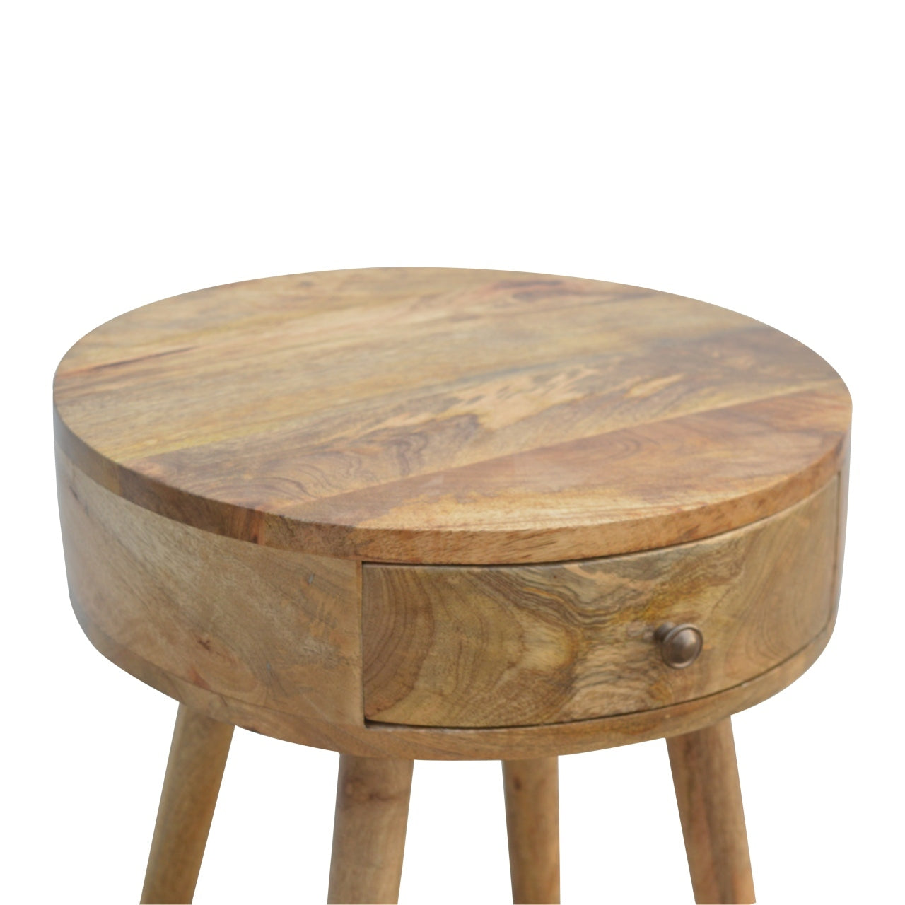 Nordic Circular Shaped Bedside Oak Solid Wood