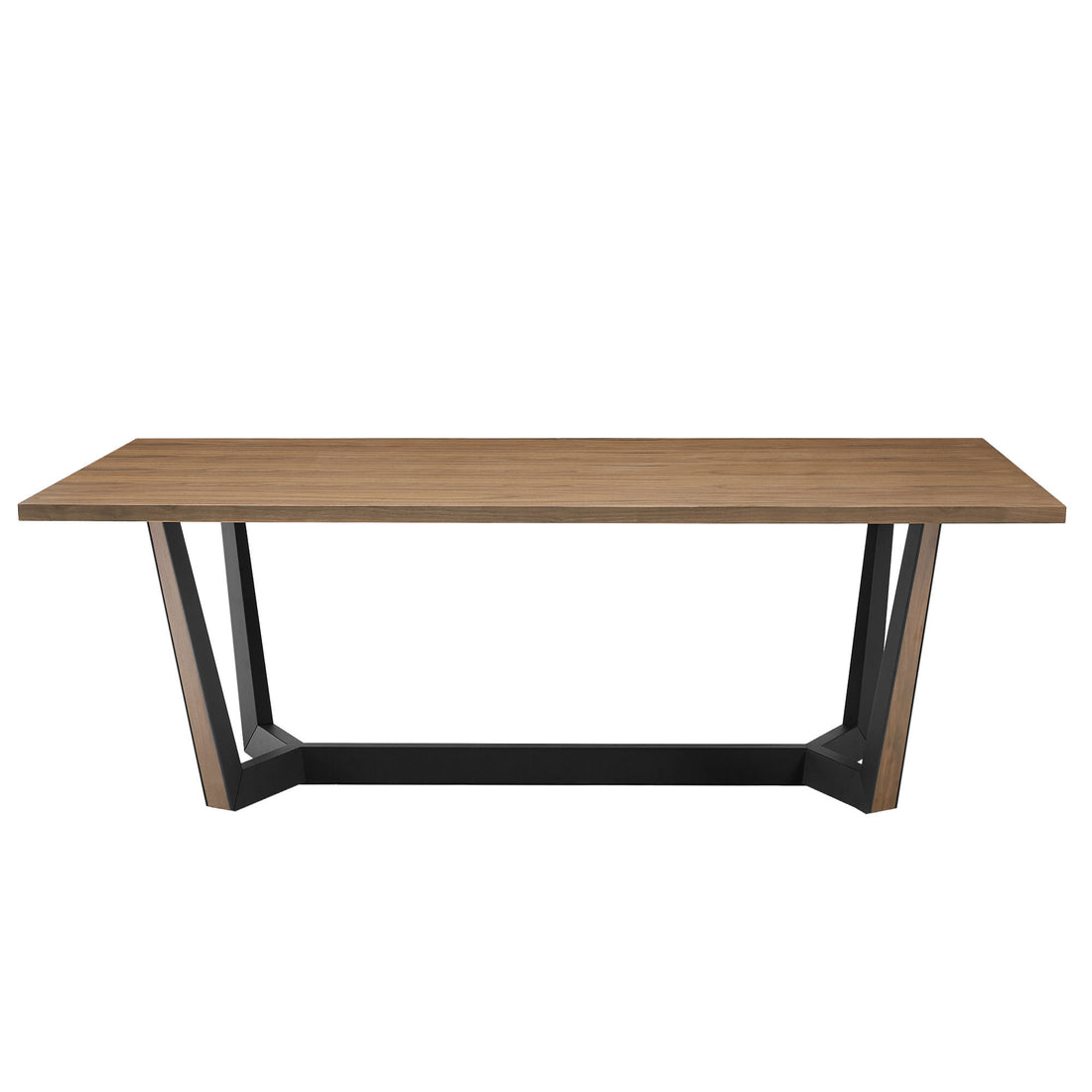 86.61" Dining Table Mid Century Modern Rectangle Mdf Kitchen Table For Dining Room Balcony Cafe Bar Conference.Walnut. Walnut Foam Mdf Steel