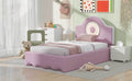 Twin Size Upholstered Platform Bed With Led Headboard, Pink Box Spring Not Required Twin Pink Wood Bedroom Upholstered