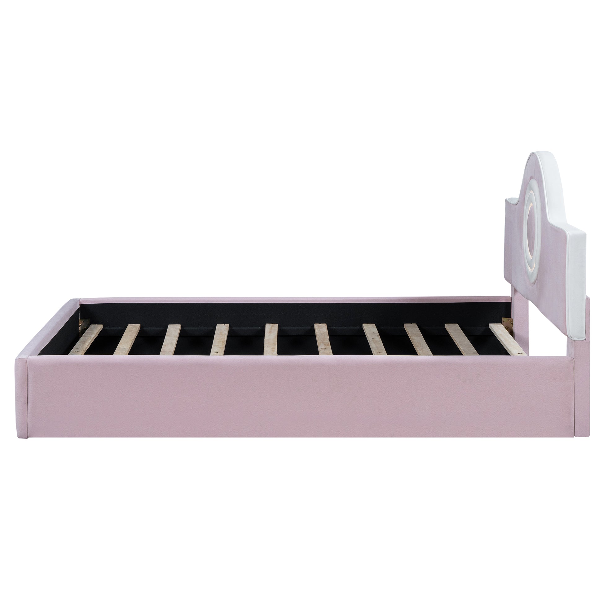 Full Size Upholstered Platform Bed With Led Headboard, Pink Box Spring Not Required Full Pink Wood Bedroom Upholstered