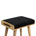 Black Velvet Tray Style Footstool Black Foam Wood Fabric