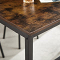 Pub High Dining Table 5 Piece Set, Industrial Style Pub Table, 4 Pu Leather Bar Chairs For Kitchen Breakfast Table, Living Room, Bar, Rustic Brown, 47.2 L X 23.6