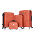 4 Piece Abs Lightweight Suitcase, 14 Inch Makeup Box, Aircraft Wheels 14 20 24 28 Dark Orange Dark Orange Abs