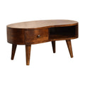 Solid Wood Mini Chestnut Wave Coffee Table Chestnut Brown Bedroom Classic,Contemporary Freestanding Mango Drawers Coffee & End Tables Lacquered Wood Solid Wood