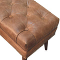 Harbour Brown Leather Bench Chestnut Leather Solid Wood