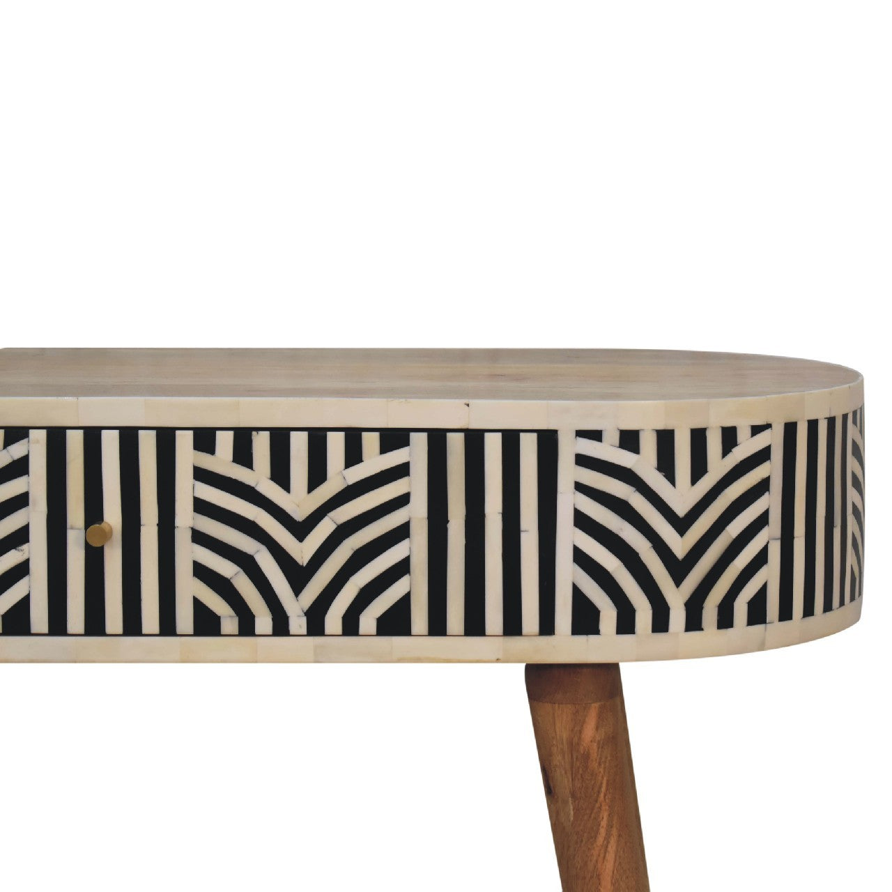 Edessa Bone Inlay Console Table Oak Solid Wood