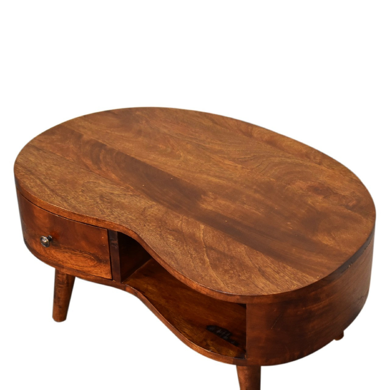 Solid Wood Mini Chestnut Wave Coffee Table Chestnut Brown Bedroom Classic,Contemporary Freestanding Mango Drawers Coffee & End Tables Lacquered Wood Solid Wood