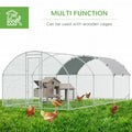 Pawhut Large Chicken Coop Metal Chicken Run With Waterproof And Anti Uv Cover, Dome Shaped Walk In Fence Cage Hen House For Outdoor And Yard Farm Use, 1