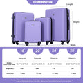 Luggage 4 Piece Abs Lightweight Suitcase With Rotating Wheels, 24 Inch And 28 Inch With Tsa Lock, 16 20 24 28 Light Purple Light Purple Abs