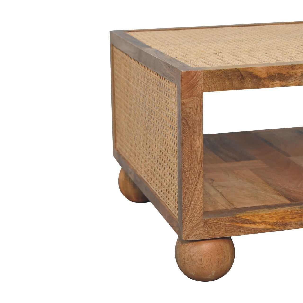 Larissa Large Coffee Table Oak Wood Rattan