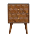 Chestnut Cube Carved Bedside Chestnut Solid Wood