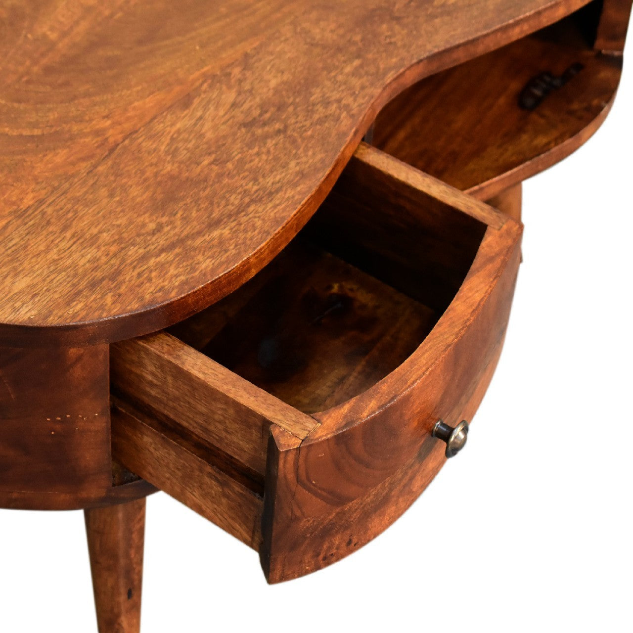 Solid Wood Mini Chestnut Wave Coffee Table Chestnut Brown Bedroom Classic,Contemporary Freestanding Mango Drawers Coffee & End Tables Lacquered Wood Solid Wood