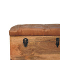 Buffalo Hide Oak Ish Storage Trunk Oak Leather Solid Wood