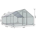 Large Metal Chicken Coop Walk In Poultry Cage Hen Run House Rabbits Habitat Cage Spire Shaped Coop With Waterproof And Anti Ultraviolet Cover 13.1' L X 9.8' W X 6.4' H Silver Metal