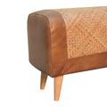 Large Seagrass Buffalo Hide Nordic Bench Oak Leather Solid Wood