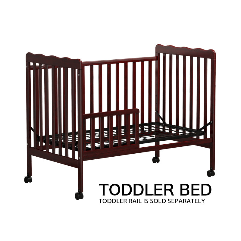 3 In 1 Convertible Crib In Espresso, Made Of Sustainable Pinewood, Non Toxic Finish, Comes With Locking Wheels, Wooden Nursery Furniture Espresso Wood