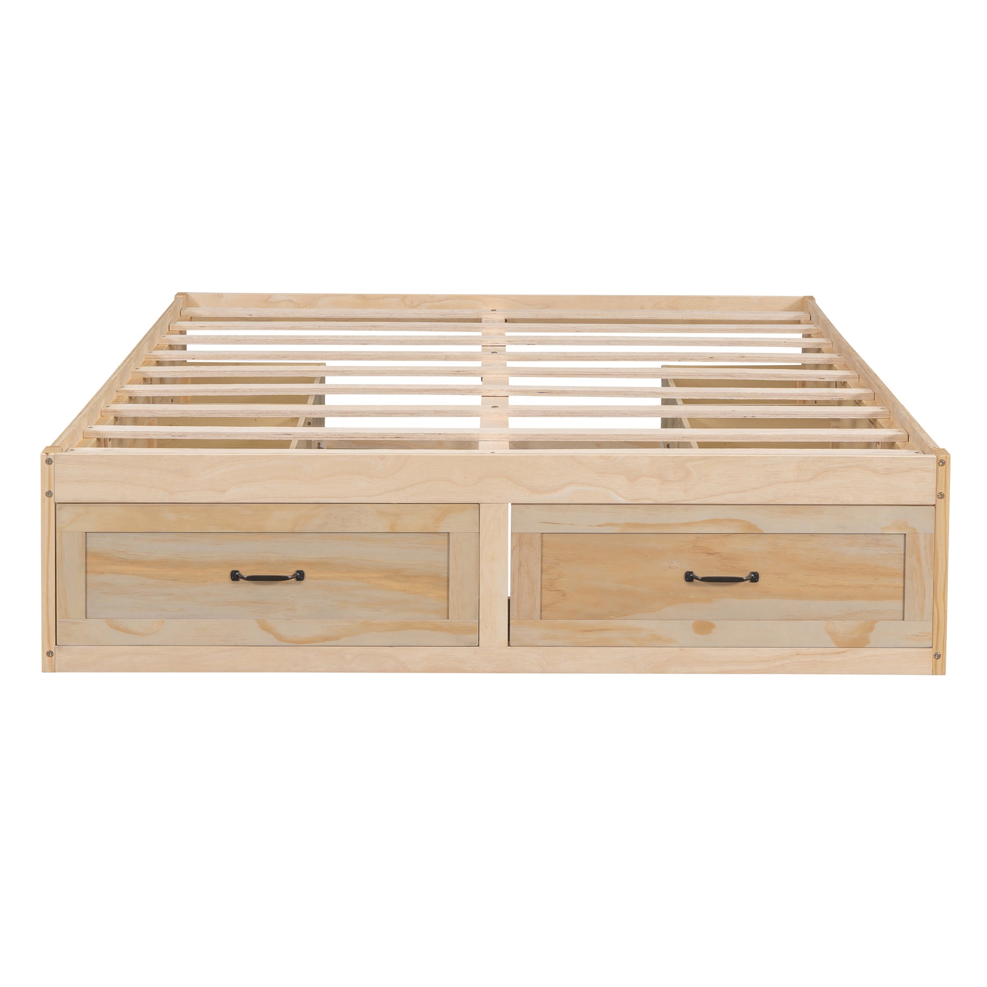 Queen Size Platform Bed With 6 Storage Drawers,Antique Natural Antique Natural Mdf Lvl