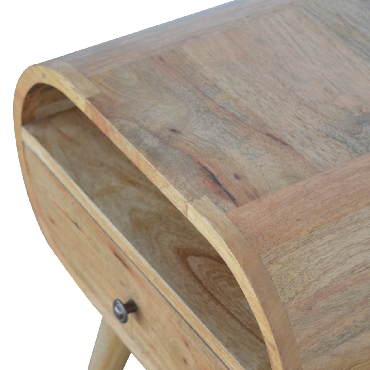 Circular Open Slot Bedside Oak Solid Wood