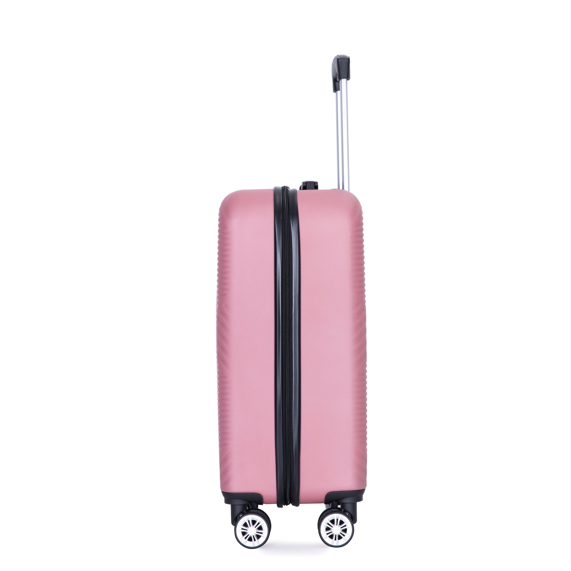 4 Piece Abs Lightweight Suitcase, 14 Inch Makeup Box, Aircraft Wheels 14 20 24 28 Pink Pink Abs