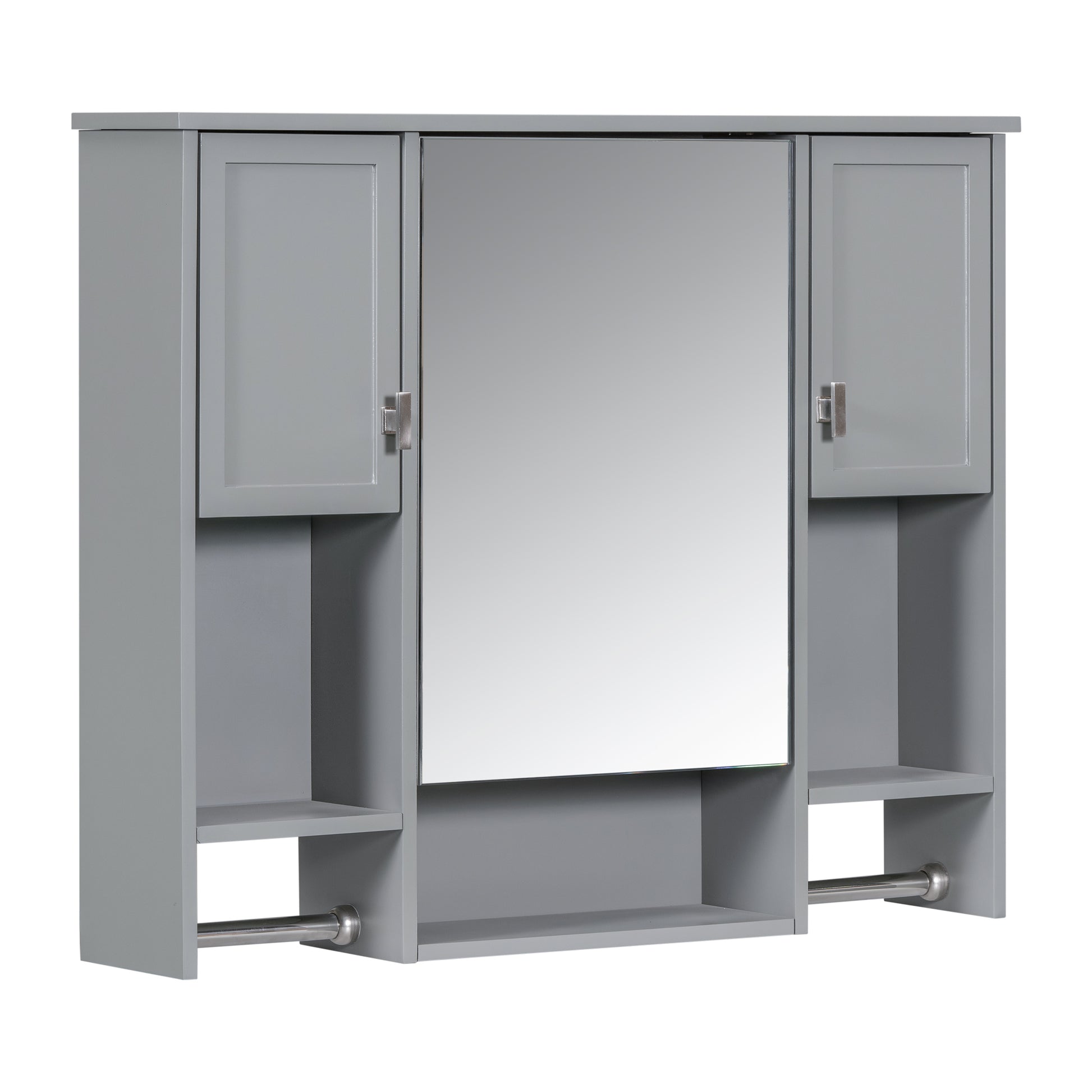 36'' Bathroom Vanity With Top Sink, Modern Mirror Cabinet With Towels Bar, Bathroom Storage Cabinet With 2 Soft Closing Doors And 6 Drawers, Single Sink Bathroom Vanity 4 Grey 4 Bathroom Freestanding Solid Wood Mdf Resin