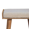 Boucle Cream Tray Style Footstool Oak Foam Wood Fabric