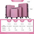 Luggage 4 Piece Abs Lightweight Suitcase With Rotating Wheels, 24 Inch And 28 Inch With Tsa Lock, 16 20 24 28 Pink Pink Abs