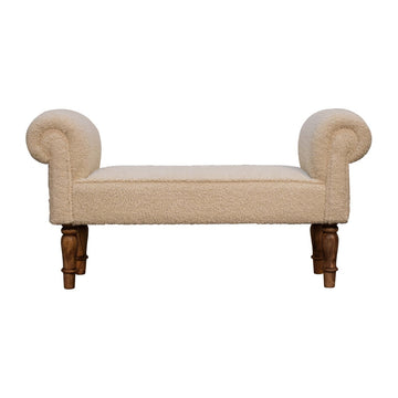 Boucle Cream Bench Cream Foam Wood Fabric