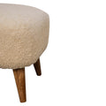 Boucle Cream Square Footstool Cream Brown Light Brown Cotton Primary Living Space Beige Mango Footstool Wood Solid Wood