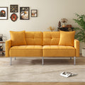 Orisfur. Linen Upholstered Modern Convertible Folding Futon Sofa Bed For Compact Living Space, Apartment, Dorm, Yellow Yellow Foam Linen